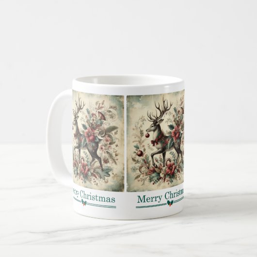 Mug de cerfs de Noël classique (Devant gauche)