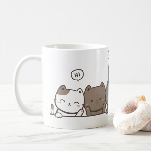 Mug de chat Animé - cadeau de mug de chat mignon (Avec donut)