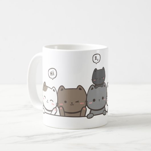 Mug de chat Animé - cadeau de mug de chat mignon (Devant gauche)