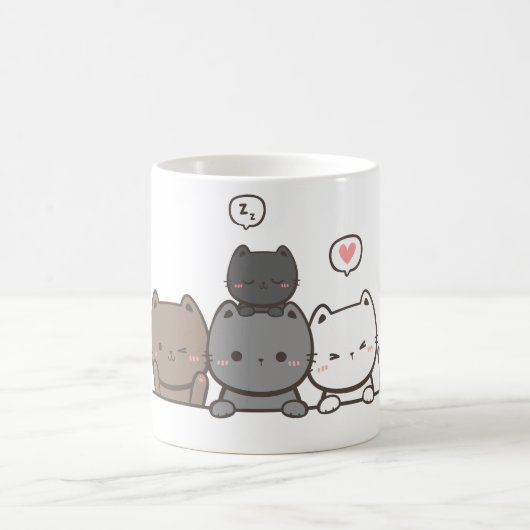 Mug de chat Animé - cadeau de mug de chat mignon (Centre)
