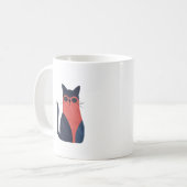 Mug de chat cool - Chat noir Hipster avec lunettes (Devant gauche)