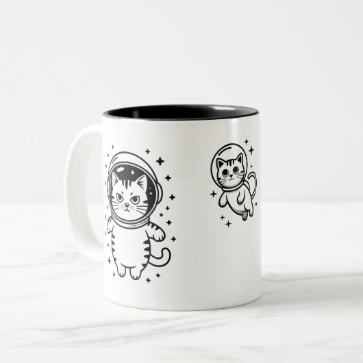 Mug de chat cosmique - Vibes de chat espace (Devant gauche)