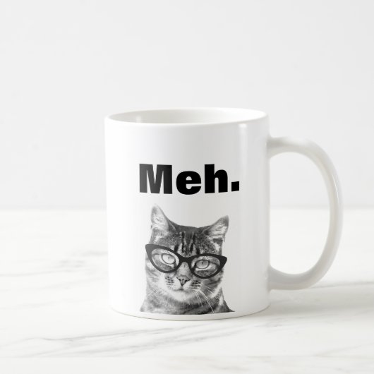Mug de chat de citation d'apathie drôle meh (Droite)