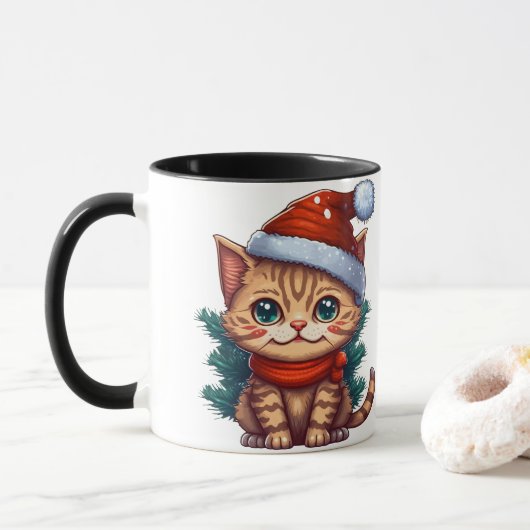 Mug de chat de Noël joyeux (Avec donut)