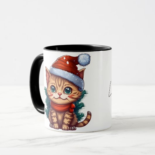 Mug de chat de Noël joyeux (Devant gauche)