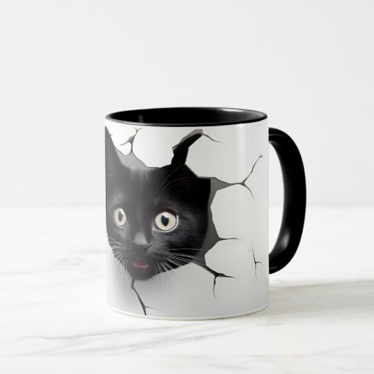 Mug de chat noir 3D 10 (Devant droit)