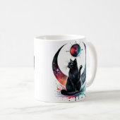 Mug de chat noir floral (Devant droit)