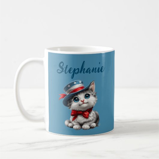 Mug de chat patriotique 4 juillet quatrième boug (Gauche)