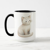 Mug de chats de chou beige brodé (Gauche)