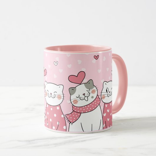 Mug de chats de Saint-Valentin (Devant droit)