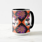 Mug de chats noirs mi-siècle rétro Halloween (Devant droit)