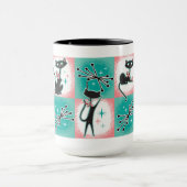 Mug de chats noirs modernes du milieu du siècle (Centre)