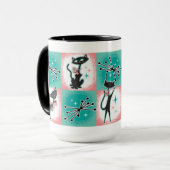 Mug de chats noirs modernes du milieu du siècle (Devant gauche)