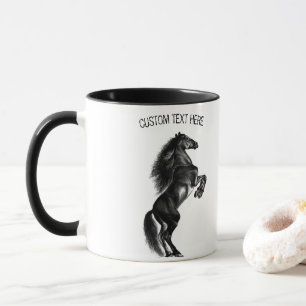 Mug de Cheval sauvage noir dressé avec texte perso