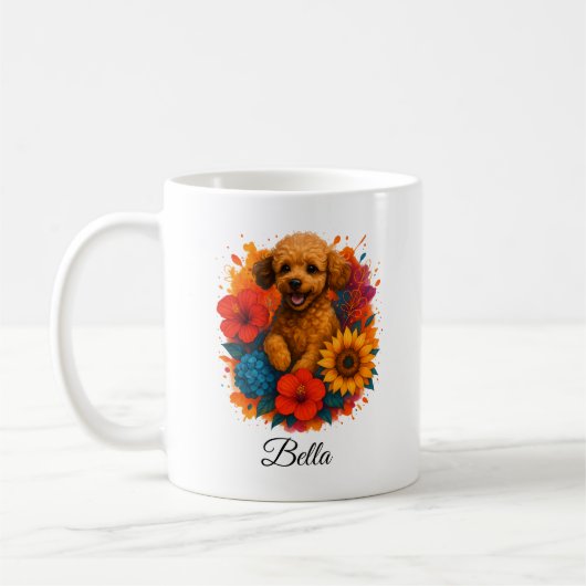 Mug de chien de caniche personnalisé (Gauche)