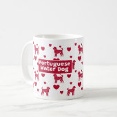 Mug de chien d'eau portugais aux Coeurs rouges (Devant gauche)