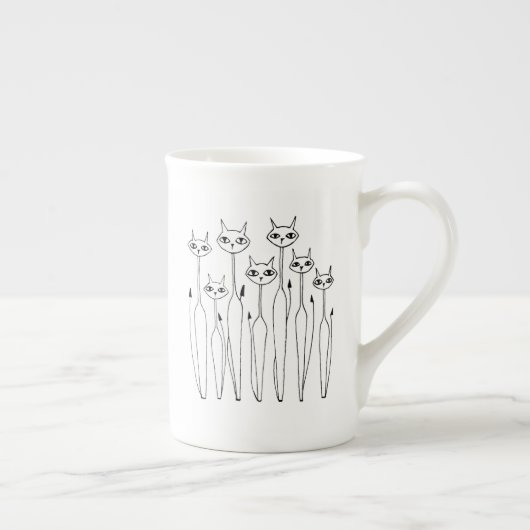 Mug de Chine osseuse (chats dessinés à la main) (Droite)