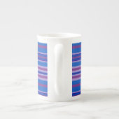 Mug de Chine osseuse : mauve, violet, bleu, rayure (Dos)
