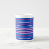 Mug de Chine osseuse : mauve, violet, bleu, rayure (Devant)