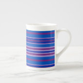 Mug de Chine osseuse : mauve, violet, bleu, rayure (Droite)