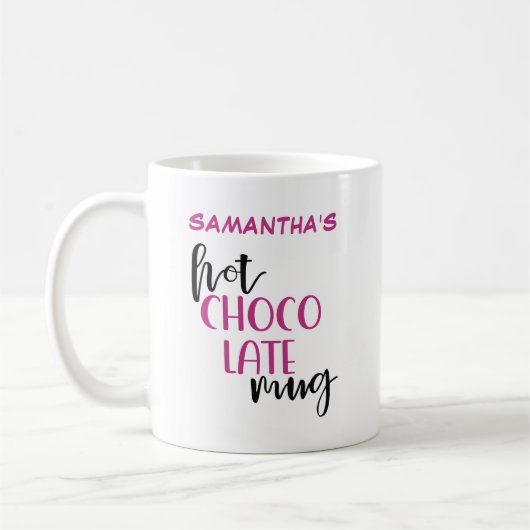 Mug de chocolat chaud Fuchsia noir personnalisé (Gauche)