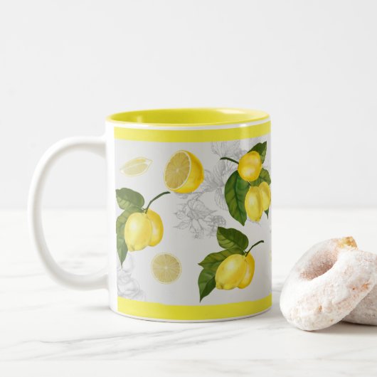 Mug de citron gris et jaune (Avec donut)