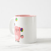 Mug de cochon de dessin animé jonglant mignon (Devant gauche)
