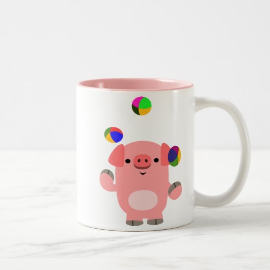 Mug de cochon de dessin animé jonglant mignon (Droit)