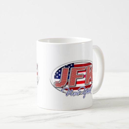 Mug de code d'aéroport JFK unique pour votre colle (Devant droit)