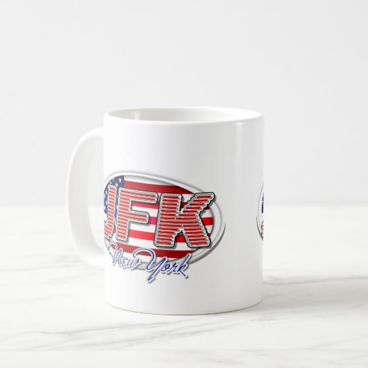 Mug de code d'aéroport JFK unique pour votre colle (Devant gauche)