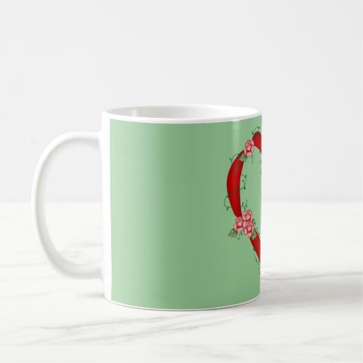 Mug de coeur fleuri (Gauche)
