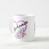 Mug de coeur floral personnalisé (Devant gauche)