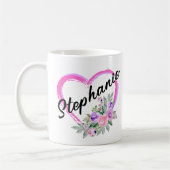 Mug de coeur floral personnalisé (Gauche)