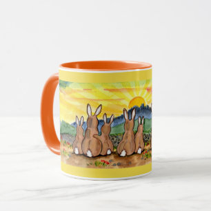 Mug de concepteur brillant de la famille de lapin