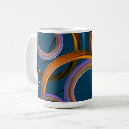 Mug de conception abstraite bleu et orange (Devant gauche)