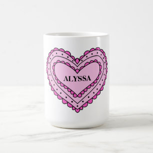 Mug de conception de coeur rose pour les filles, C