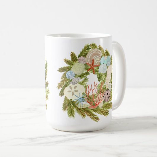 Mug de couronne de Noël de l'île tropicale (Devant droit)