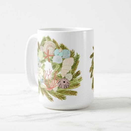Mug de couronne de Noël de l'île tropicale (Devant gauche)