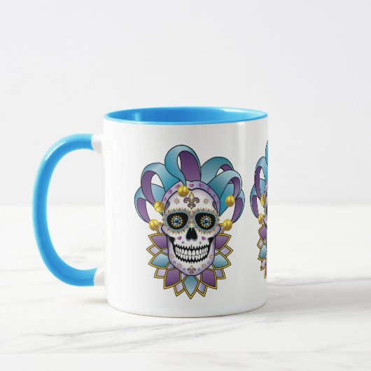 Mug de crâne coloré Jester (Gauche)