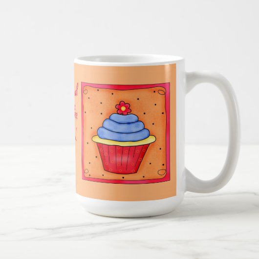 Mug de cupcake orange et bleu (Droite)