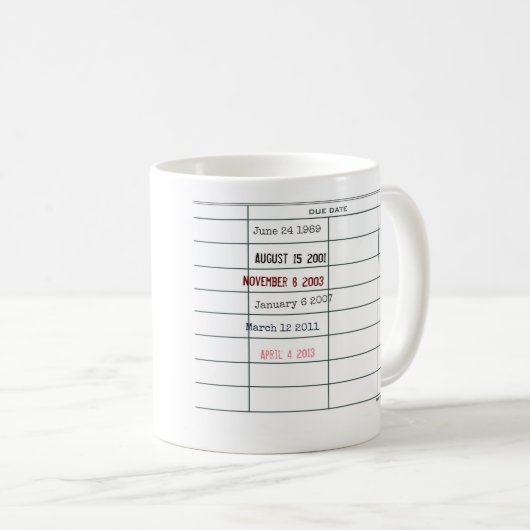 Mug de date d'échéance de la bibliothèque - person (Devant droit)