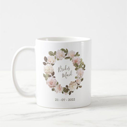 Mug de Demoiselle d'Honneur Mariage Roses Français (Gauche)