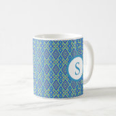 Mug de design dynamique bleu et jaune (Devant droit)