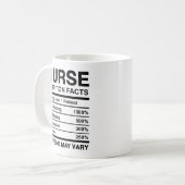 Mug de faits nutritionnels drôles pour infirmière, (Devant gauche)