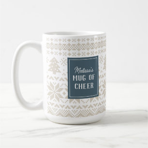 Mug de Fête Knit Bleu et Beige