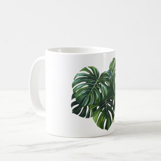 Mug de feuillage de feuille de monstère tropicale (Devant gauche)
