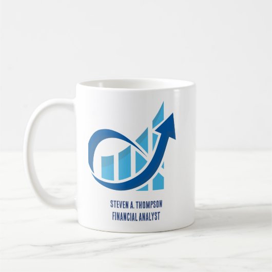 Mug de finance bleu personnalisé (Gauche)