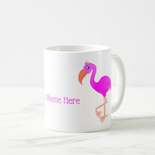 Mug de Flamant rose rose personnalisé avec nom per