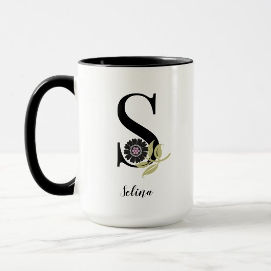 Mug de flamenco monogramme personnalisé (Gauche)