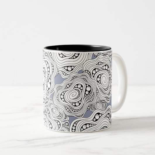 Mug de fleurs Abstraites monochromes (Devant droit)